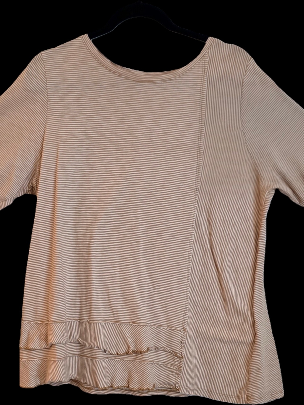 Soft Surroundings Tan/Gold and White Striped Long Sleeve Top